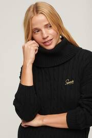 Superdry Black CABLE ROLL NECK KNITWEAR JUMPER - Image 3 of 5