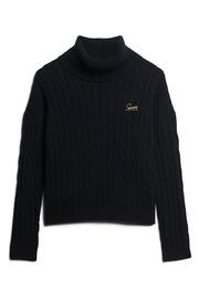 Superdry Black CABLE ROLL NECK KNITWEAR JUMPER - Image 4 of 5