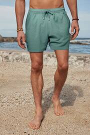 Blue/White Seersucker Plain Premium Swim Shorts - Image 3 of 9