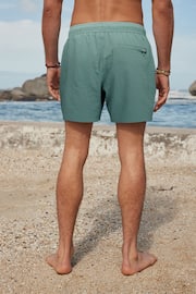 Blue/White Seersucker Plain Premium Swim Shorts - Image 6 of 9