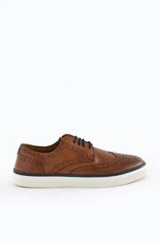 Tan Brown Leather Brogue Cupsole Shoes - Image 2 of 8