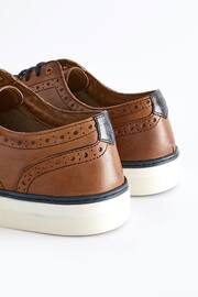 Tan Brown Leather Brogue Cupsole Shoes - Image 3 of 8