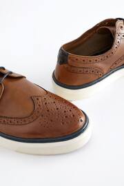Tan Brown Leather Brogue Cupsole Shoes - Image 5 of 8