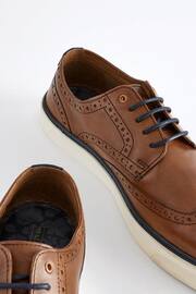 Tan Brown Leather Brogue Cupsole Shoes - Image 6 of 8
