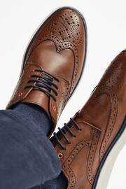 Tan Brown Leather Brogue Cupsole Shoes - Image 8 of 8