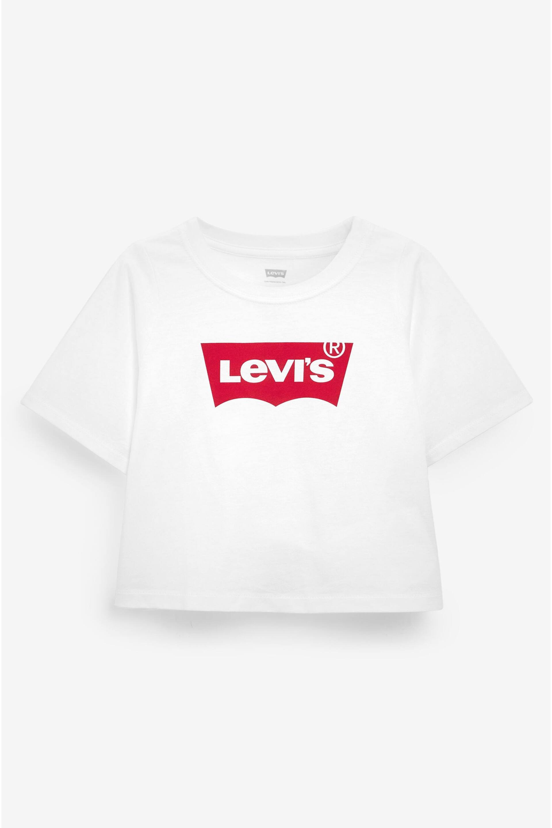 Levi's® White High Rise Cropped Batwing Logo T-Shirt - Image 4 of 5