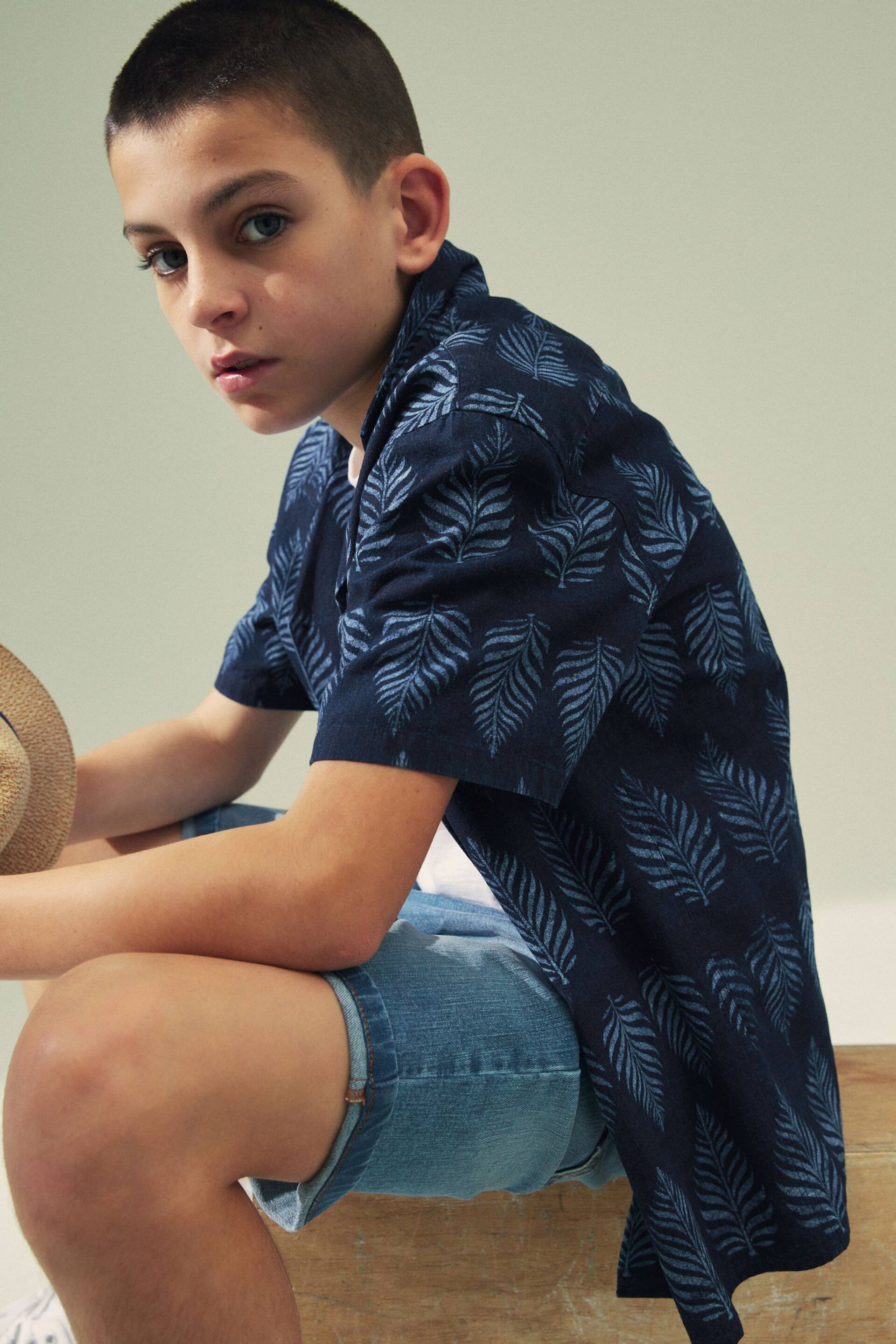 Indigo Blue Short Sleeve Printed Shirt (3-16yrs) - Image 3 of 3