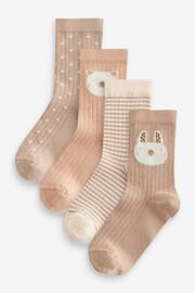 Neutral Cream 4 Pack Cotton Rich Character Ankle Socks - Image 1 of 1