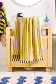 Blue/Yellow Reversible Stripe 100% Cotton Towel - Image 2 of 7