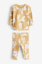 Ochre Yellow Floral Baby Top And Leggings Set - Image 4 of 10