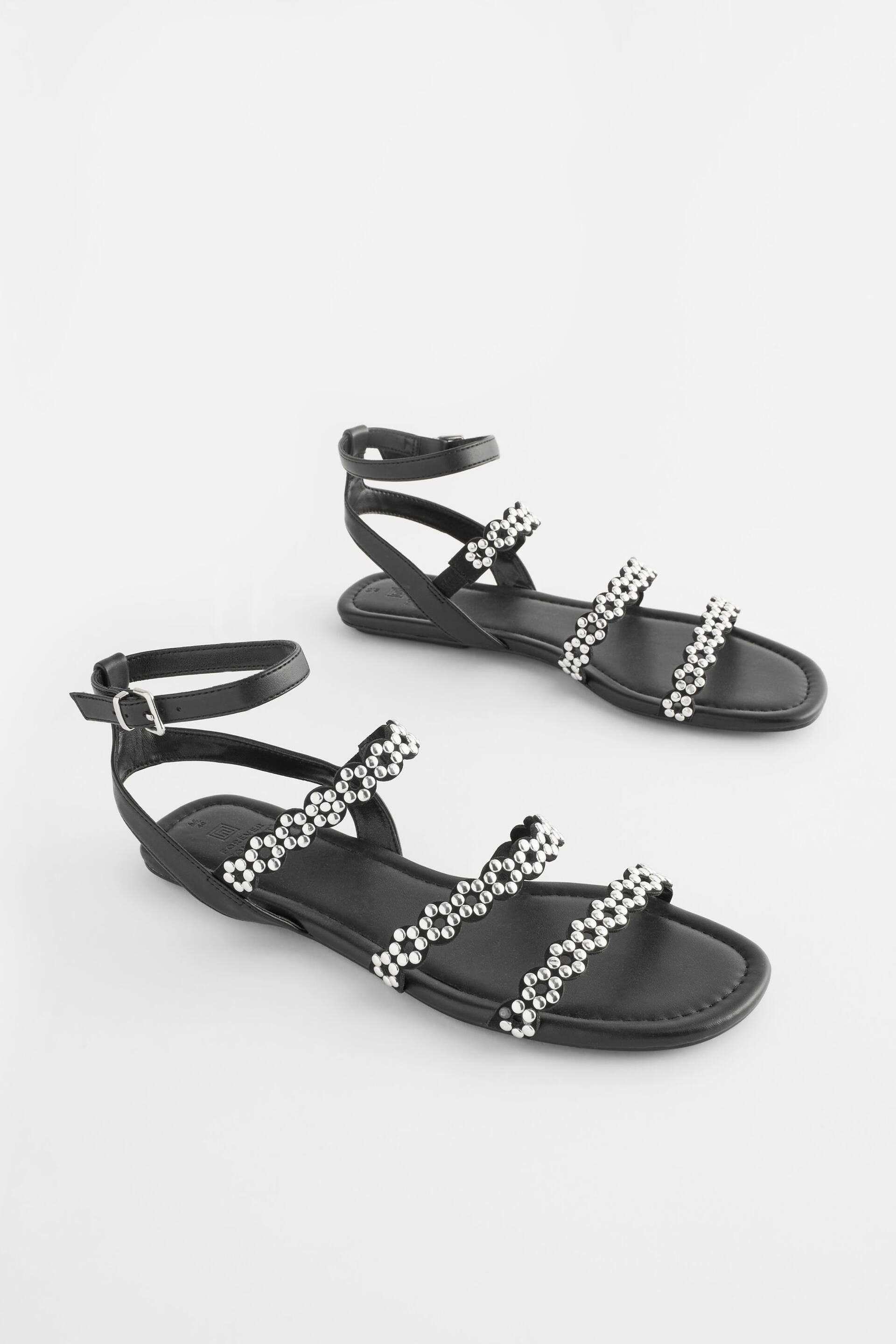 Black Regular/Wide Fit Forever Comfort® Studded Detail Sandals - Image 5 of 10