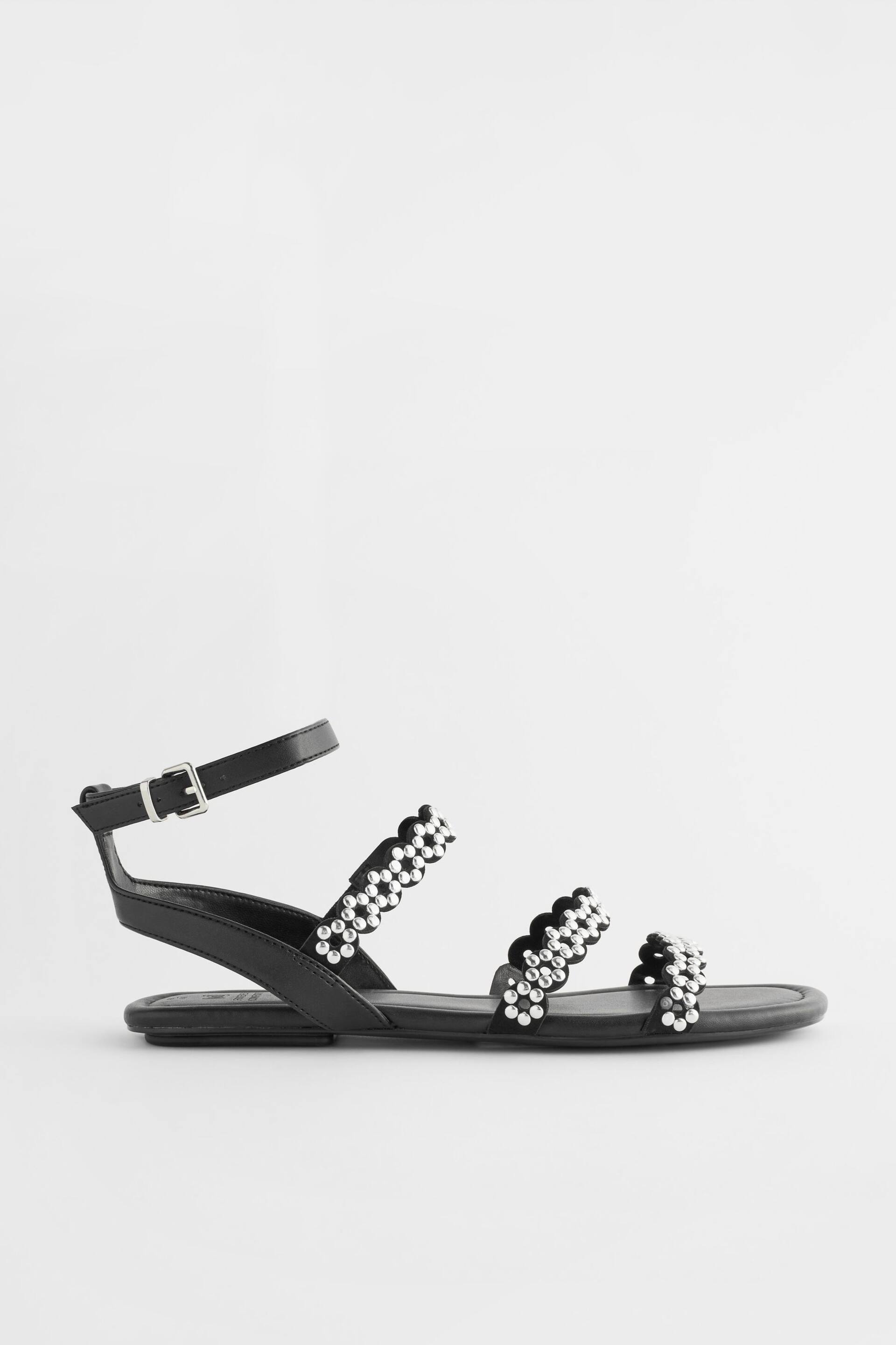 Black Regular/Wide Fit Forever Comfort® Studded Detail Sandals - Image 6 of 10