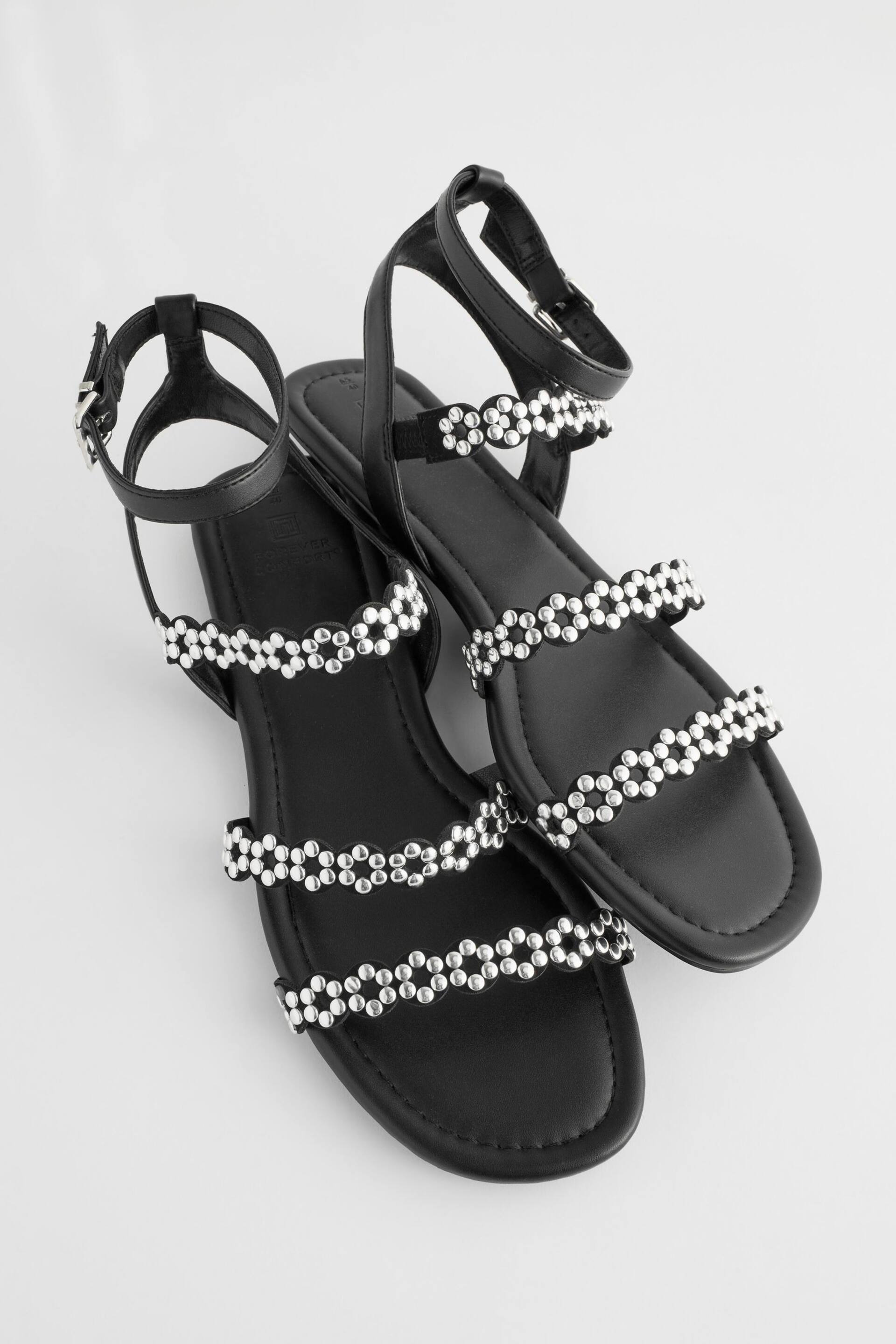 Black Regular/Wide Fit Forever Comfort® Studded Detail Sandals - Image 7 of 10