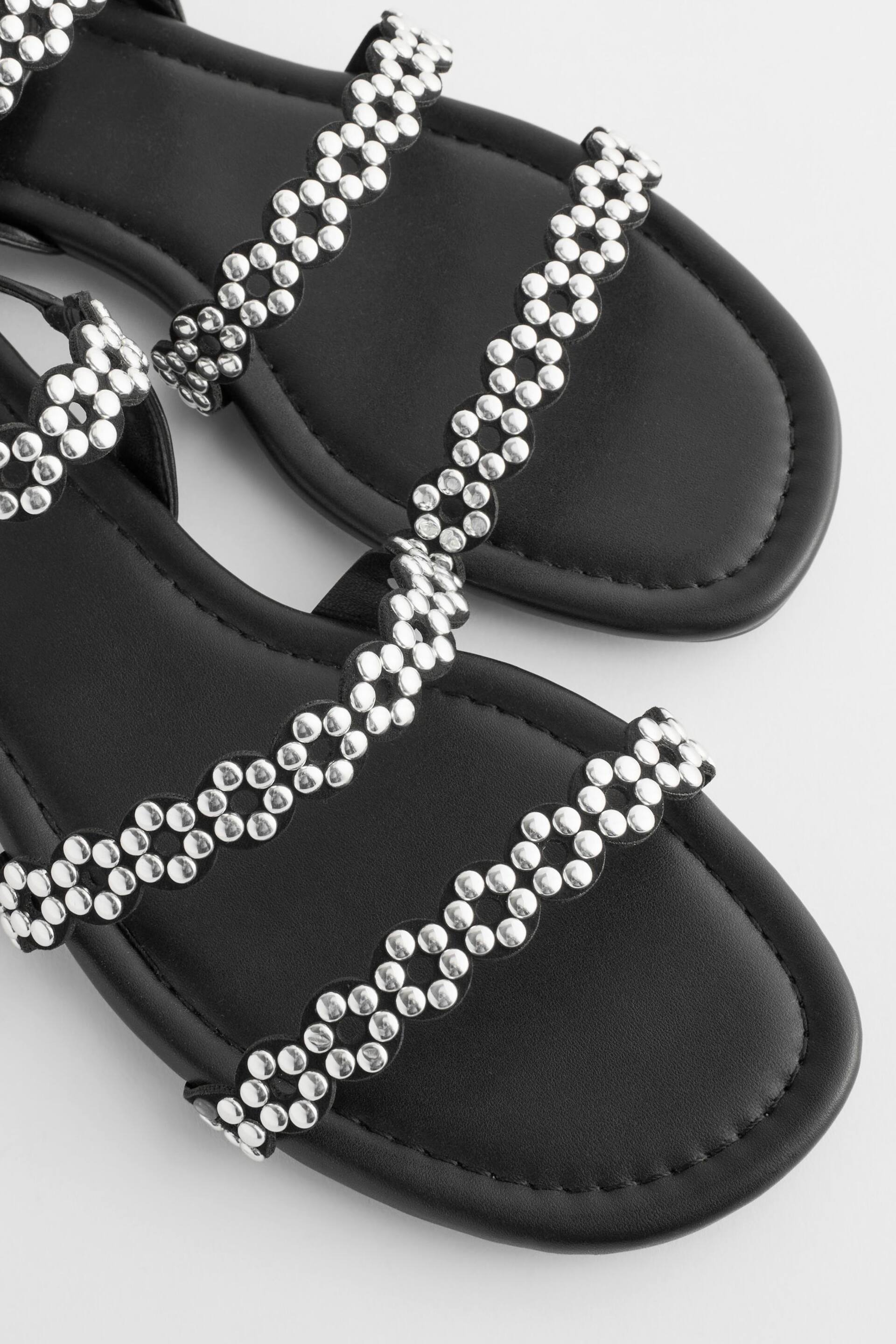 Black Regular/Wide Fit Forever Comfort® Studded Detail Sandals - Image 8 of 10