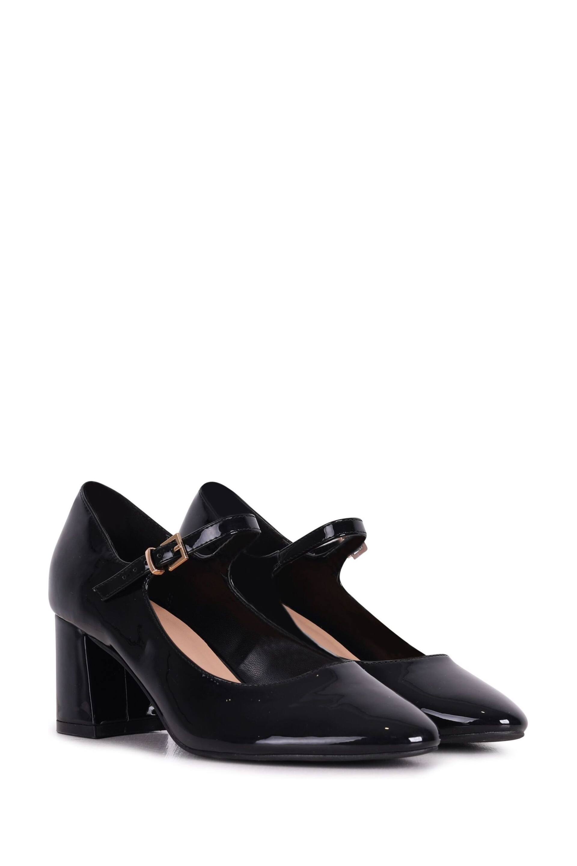 Linzi Black Patent Madeline Court Heel with Block Heels - Image 3 of 4