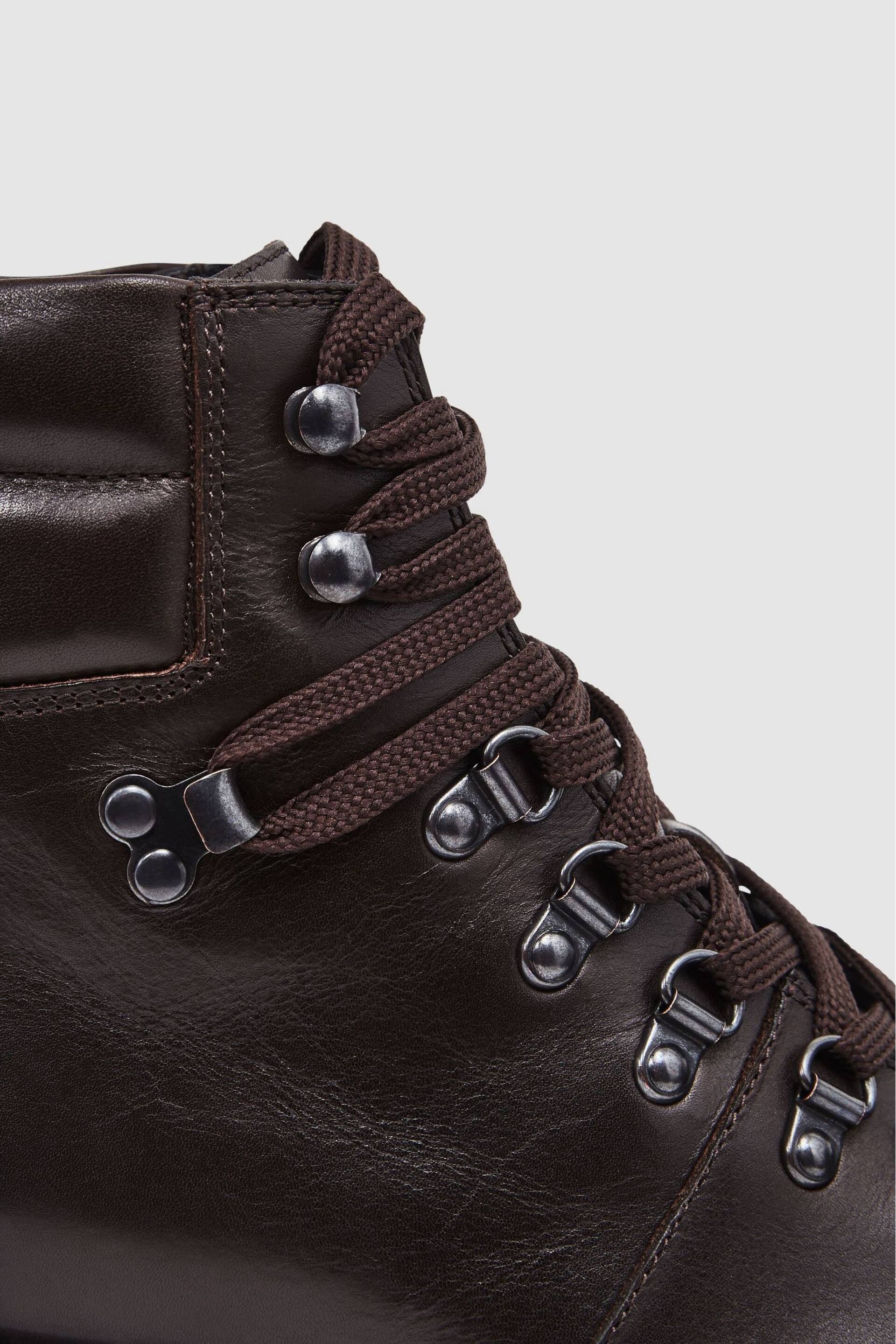 Reiss Dark Brown Amwell Leather Hiking Boots - Image 8 of 8