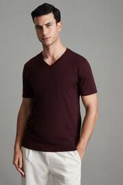 Reiss Bordeaux Dayton Cotton V-Neck T-Shirt - Image 1 of 6