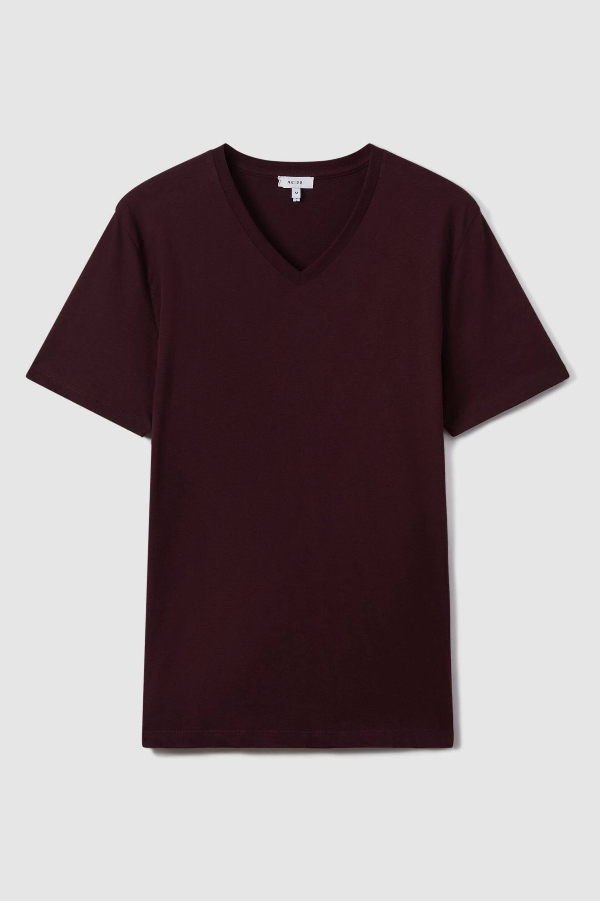 Reiss Bordeaux Dayton Cotton V-Neck T-Shirt - Image 2 of 6