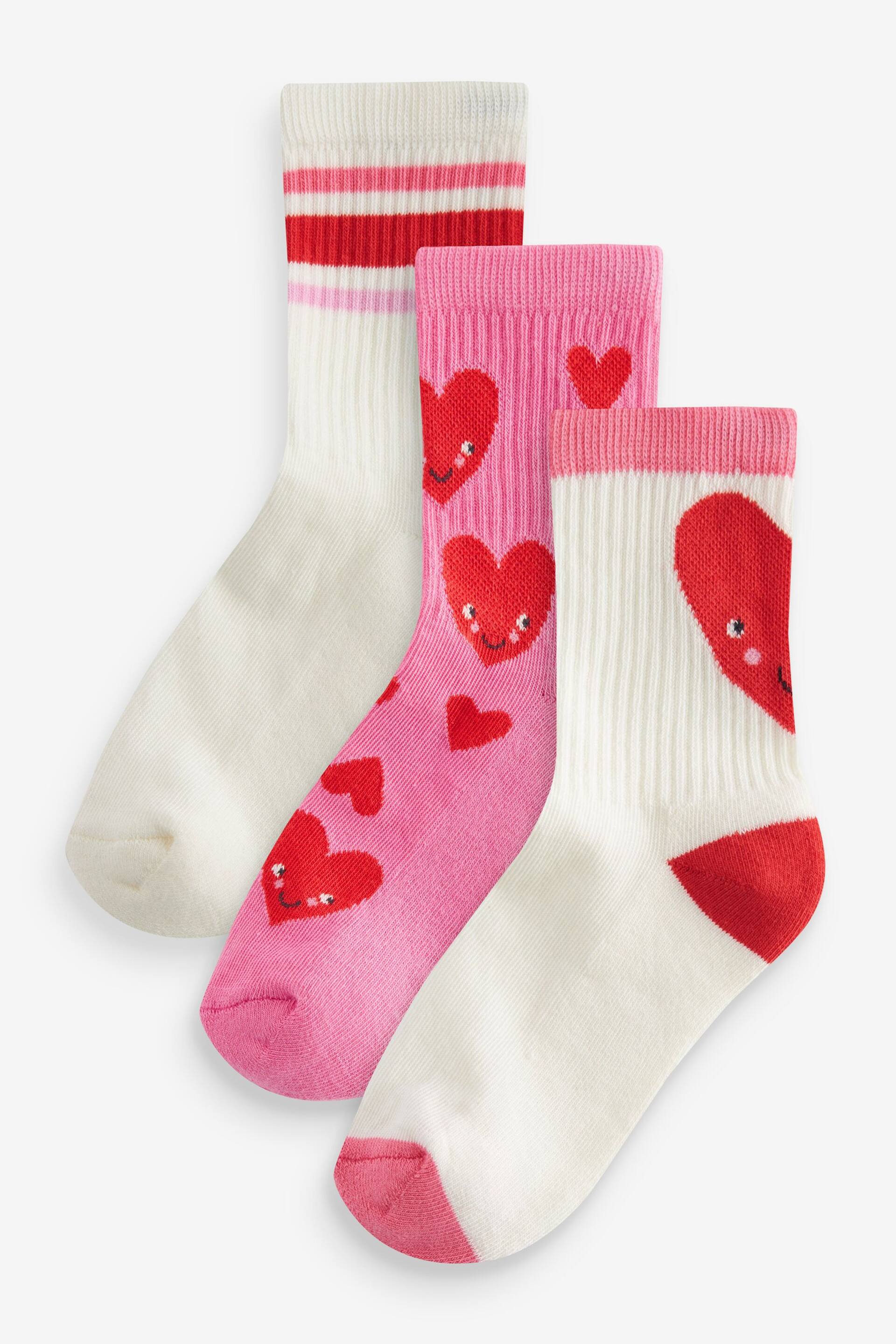 Pink/White Regular Length Cotton Rich Cushioned Sole Ankle Socks 3 Pack - Image 1 of 4