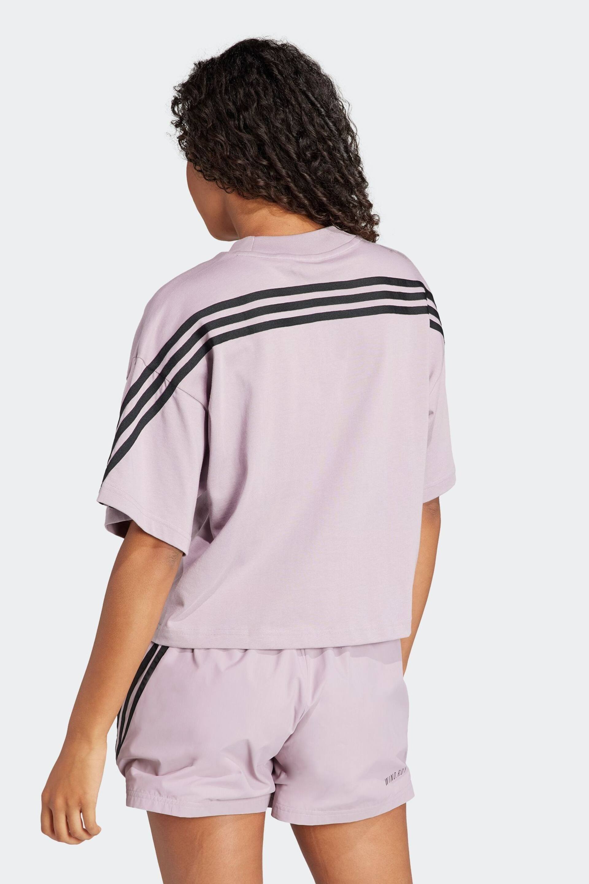 adidas Purple Sportswear Future Icons 3-Stripes T-Shirt - Image 3 of 7