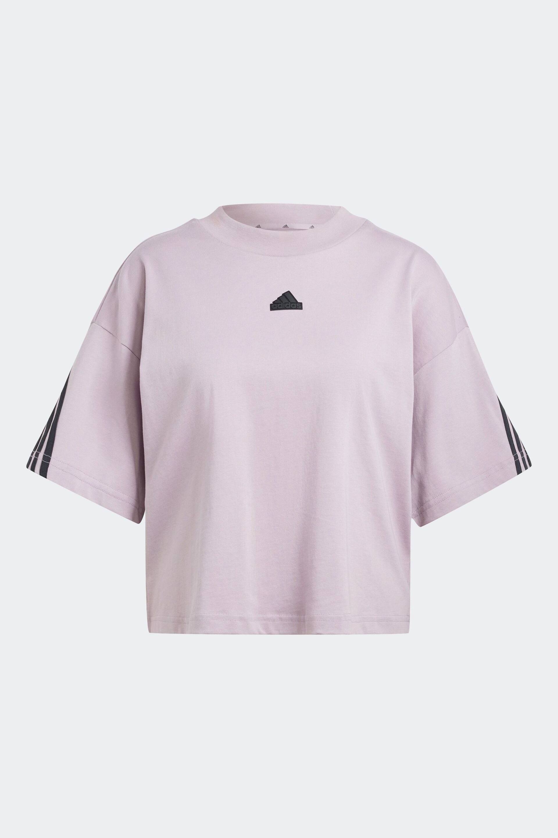 adidas Purple Sportswear Future Icons 3-Stripes T-Shirt - Image 7 of 7