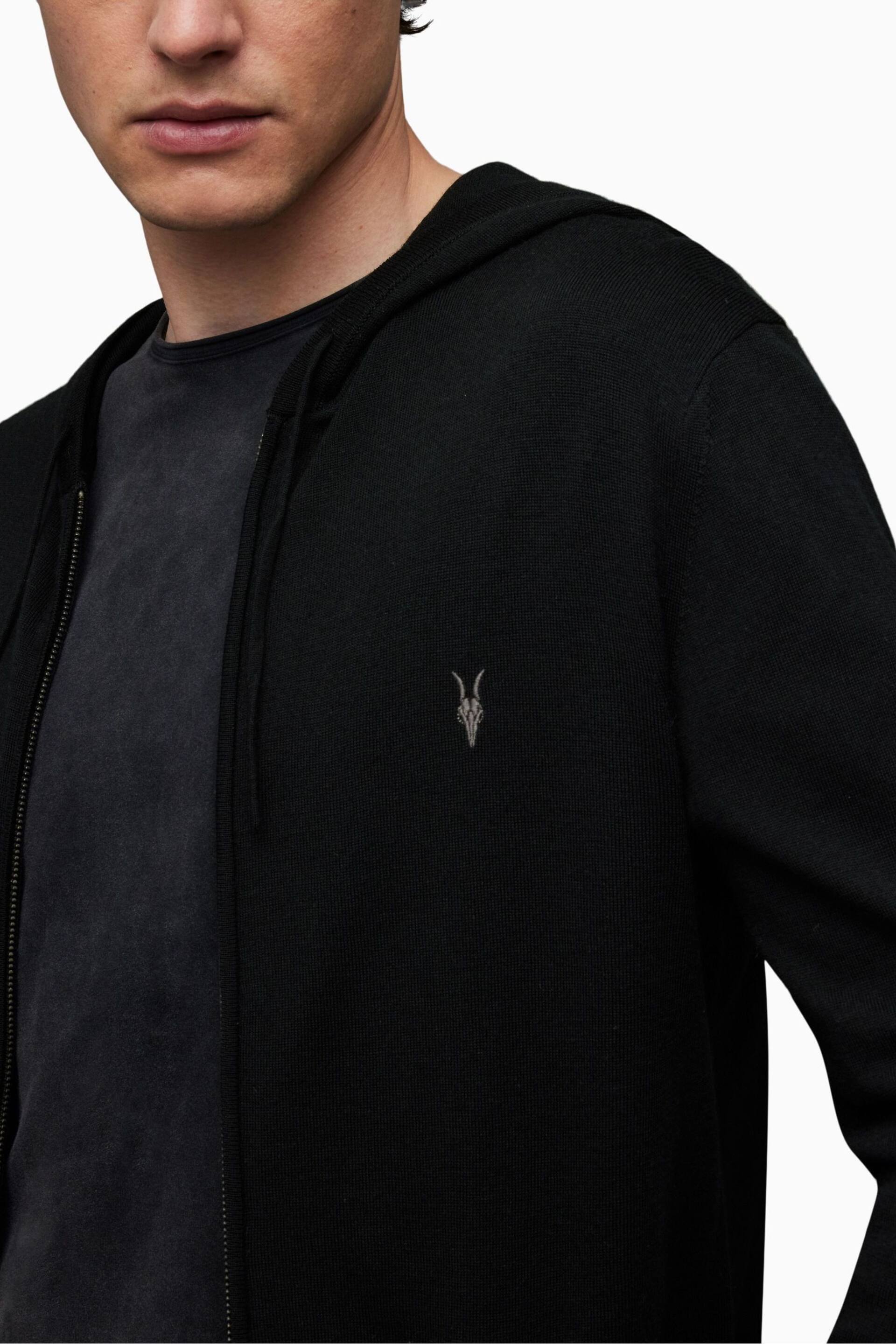 AllSaints Black Mode Merino Zip Hoodie - Image 4 of 5