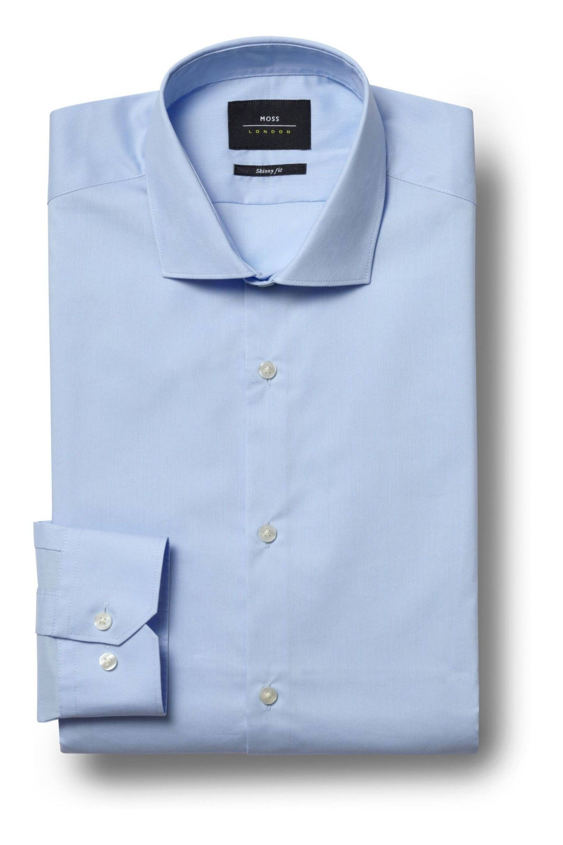 MOSS Light Blue Slim Stretch Shirt - Image 4 of 4