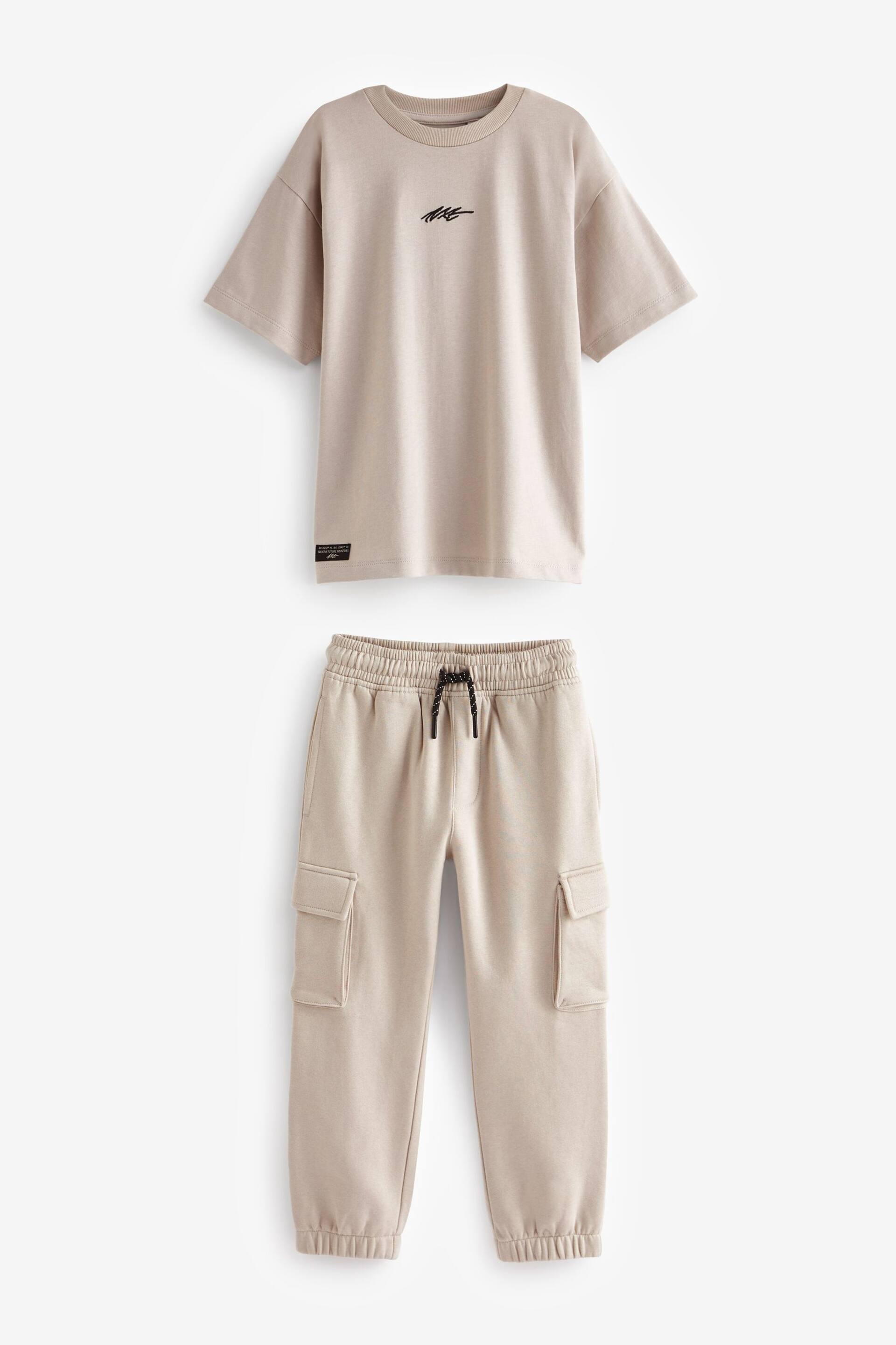 Neutral Cargo Joggers And T-Shirt Set (3-16yrs) - Image 1 of 4