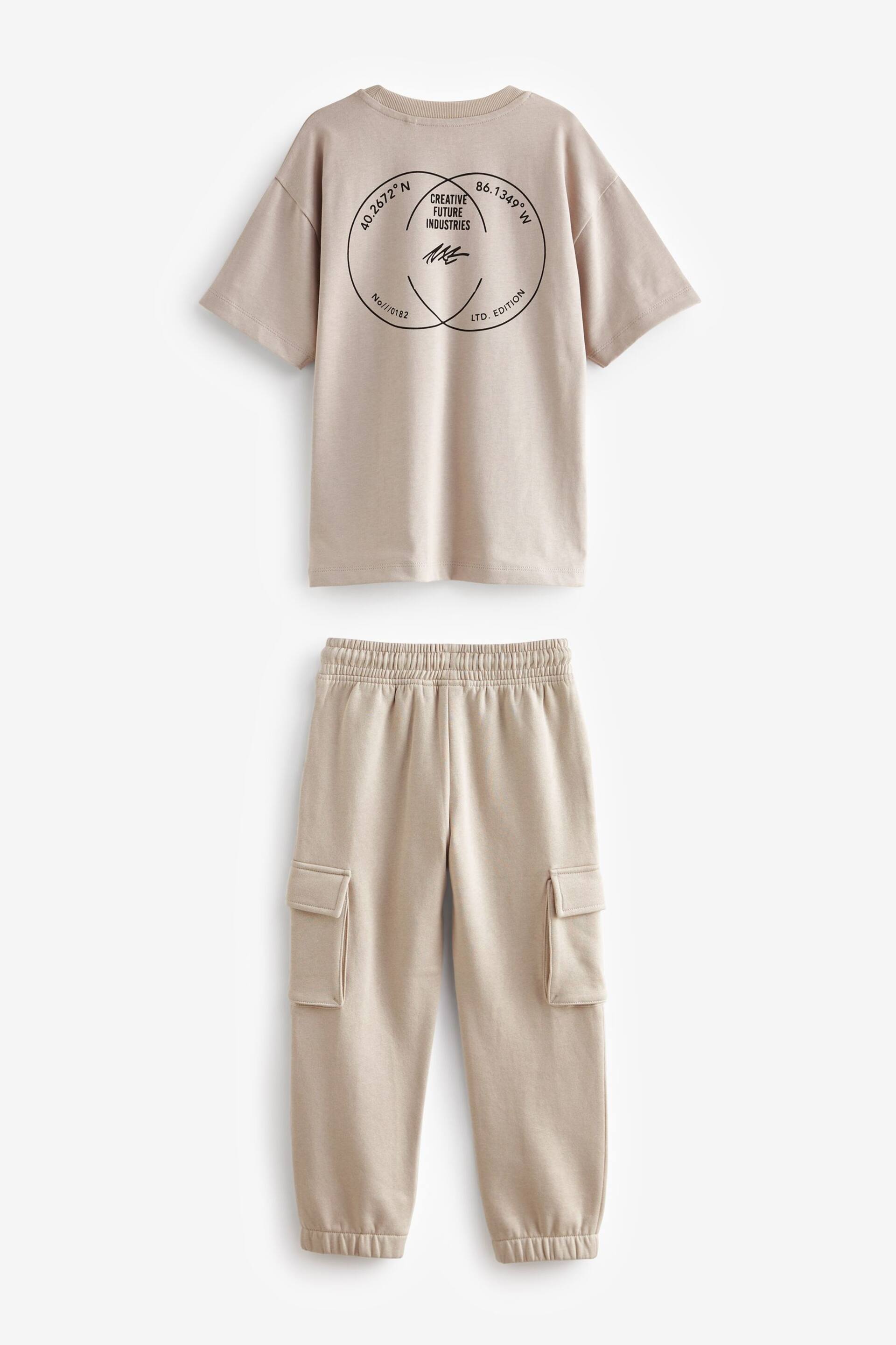 Neutral Cargo Joggers And T-Shirt Set (3-16yrs) - Image 2 of 4