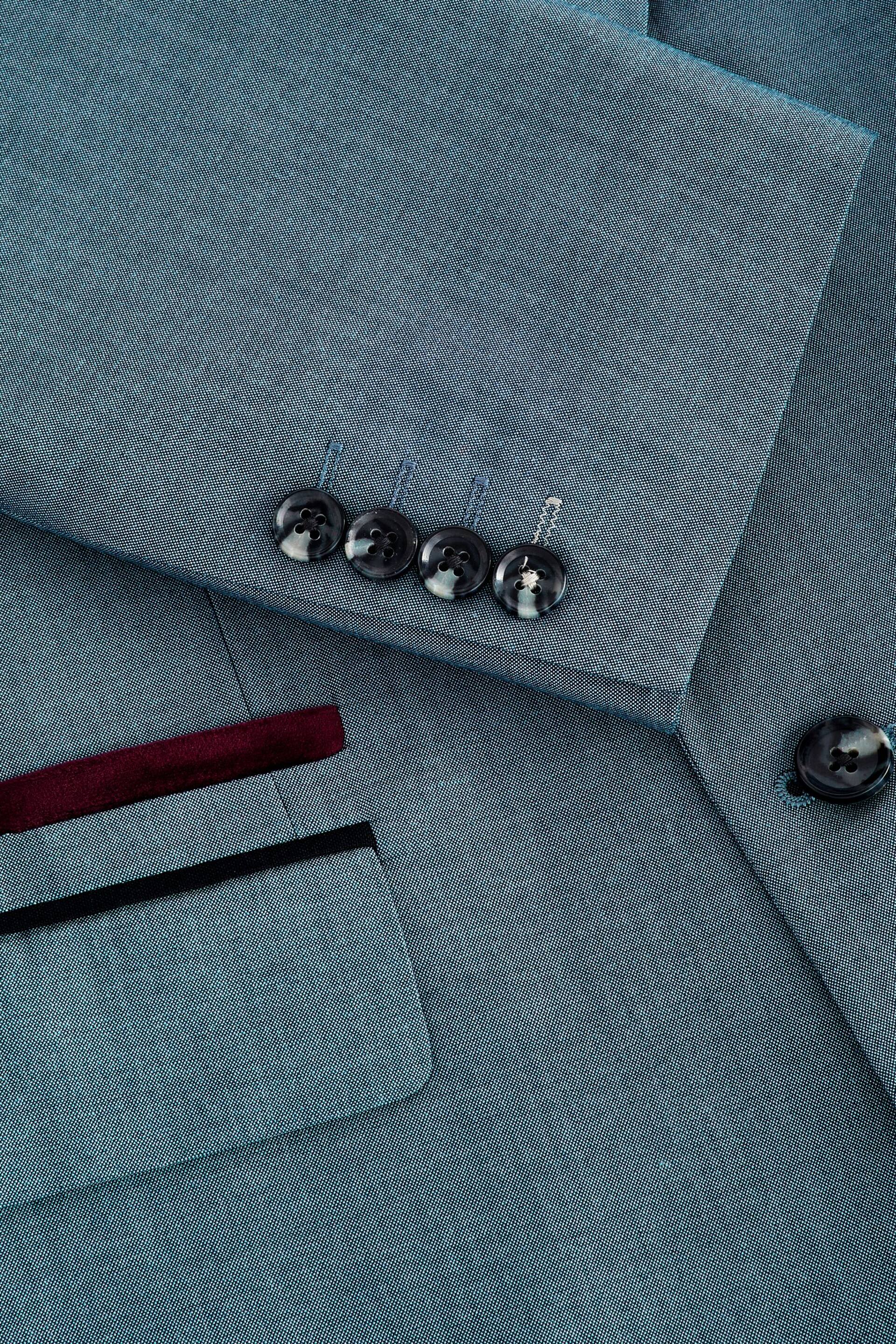 Light Blue Slim Fit Trimmed Suit Jacket - Image 10 of 11