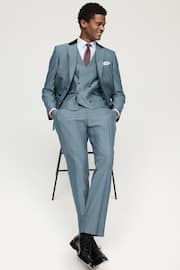 Light Blue Slim Fit Trimmed Suit Jacket - Image 2 of 11