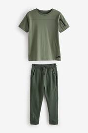 Khaki Green Utility Short Sleeve T-Shirt And Joggers Set (3-16yrs) - Image 1 of 3