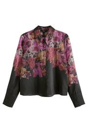 Purple/Black Floral Placement Sheer Placement Print Long Sleeve Shirt - Image 5 of 6