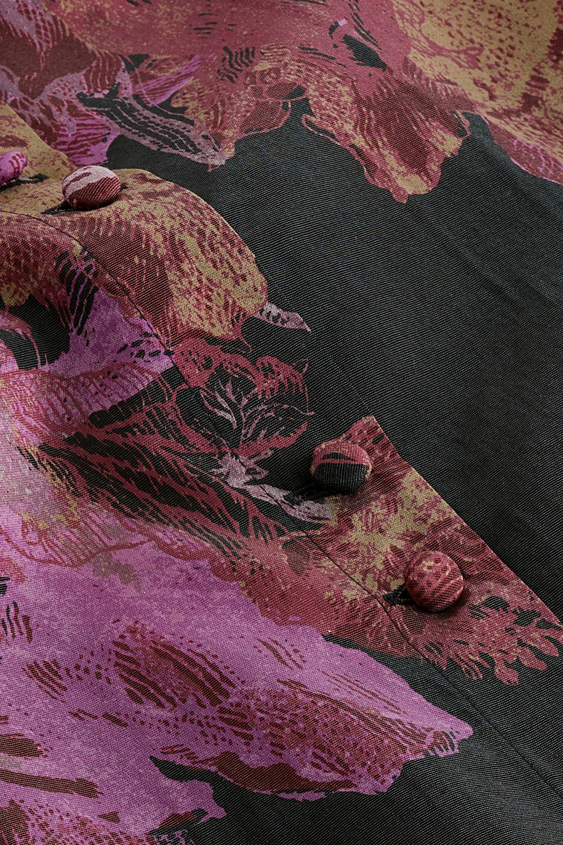Purple/Black Floral Placement Sheer Placement Print Long Sleeve Shirt - Image 6 of 6
