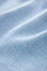 Blue Standard Collar Linen Blend Short Sleeve Shirt - Image 8 of 8
