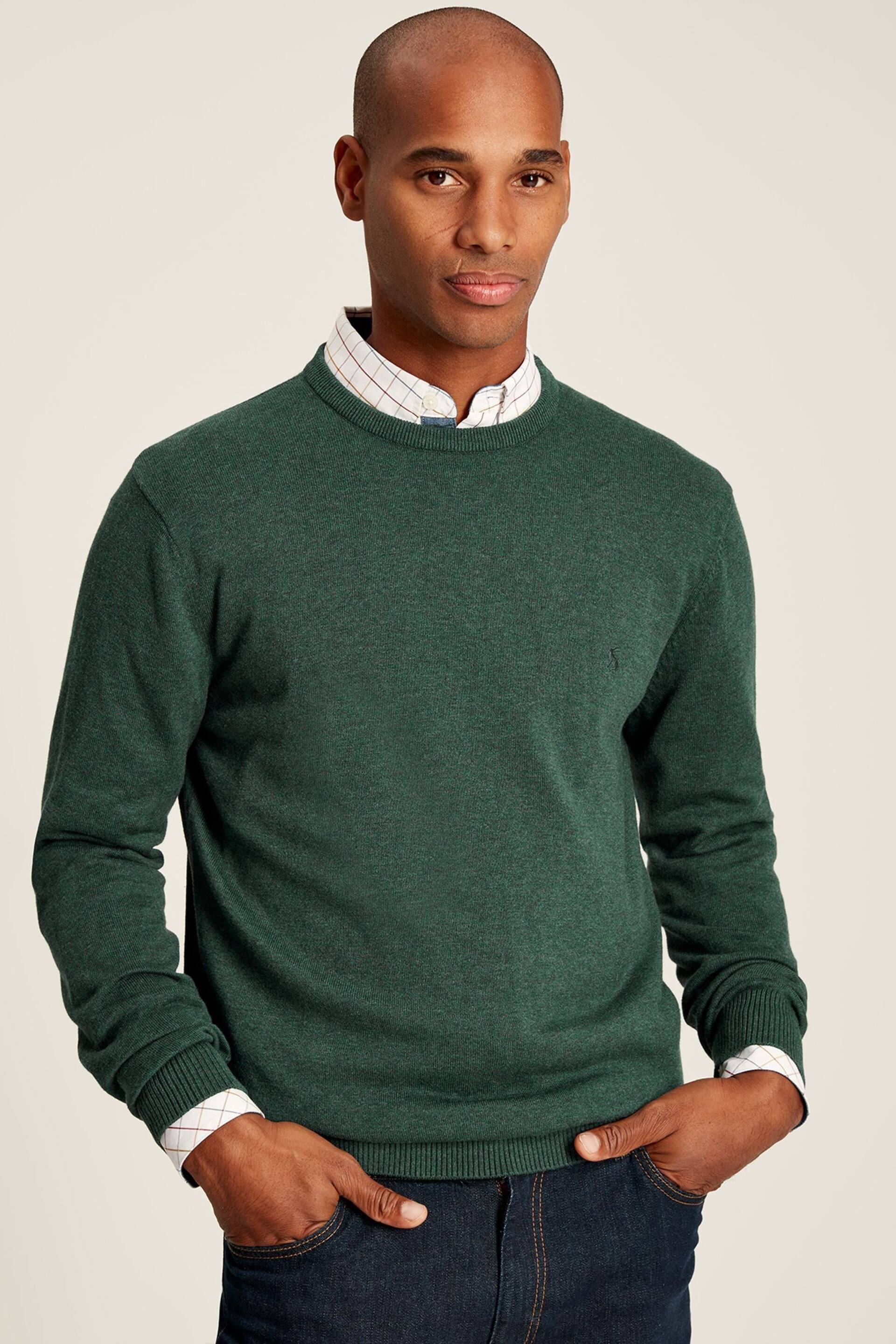 Joules Jarvis Green Cotton Crew Neck Jumper - Image 1 of 6