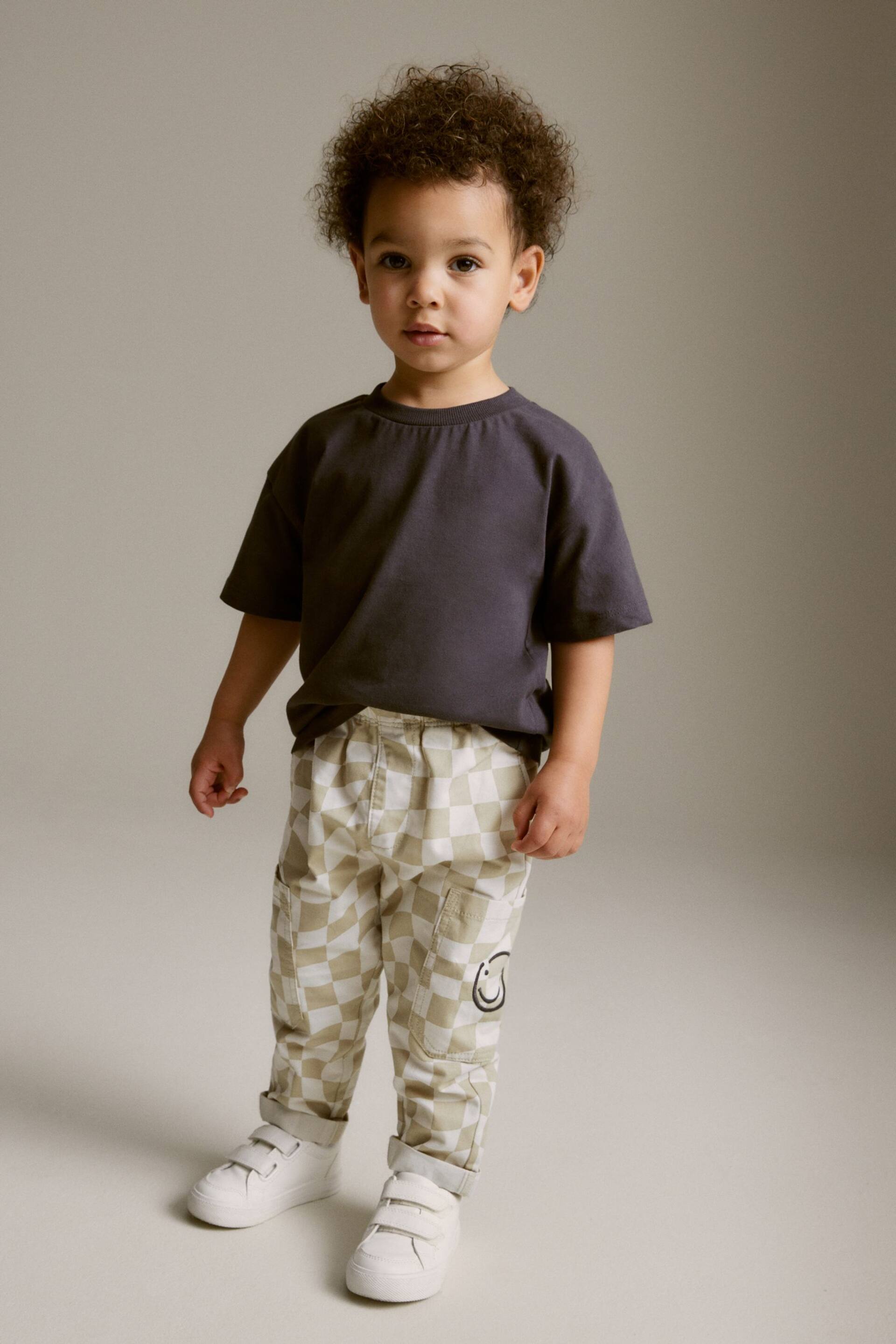 Neutral Check Side Pocket Pull-On Trousers (3mths-7yrs) - Image 2 of 6