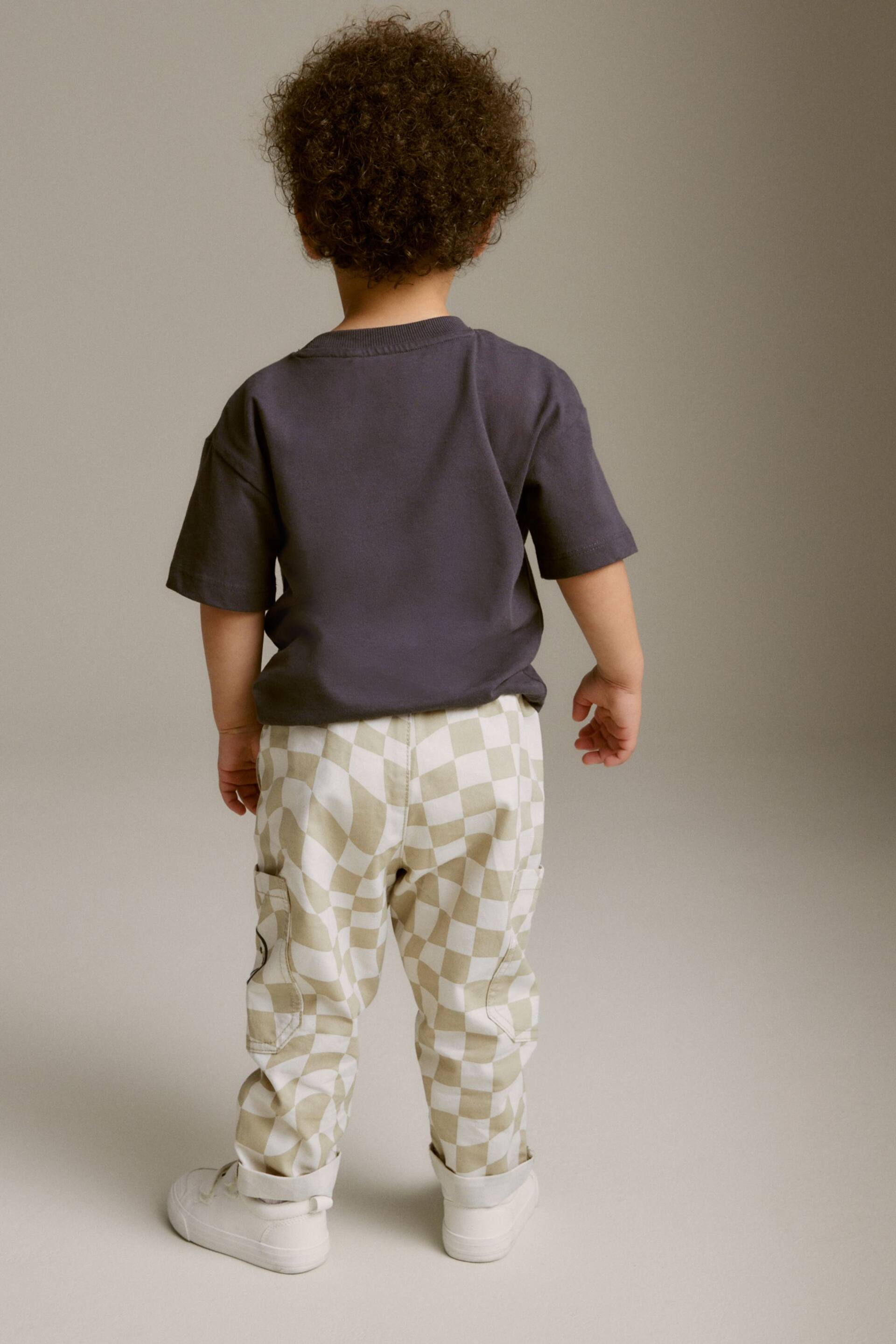 Neutral Check Side Pocket Pull-On Trousers (3mths-7yrs) - Image 3 of 6