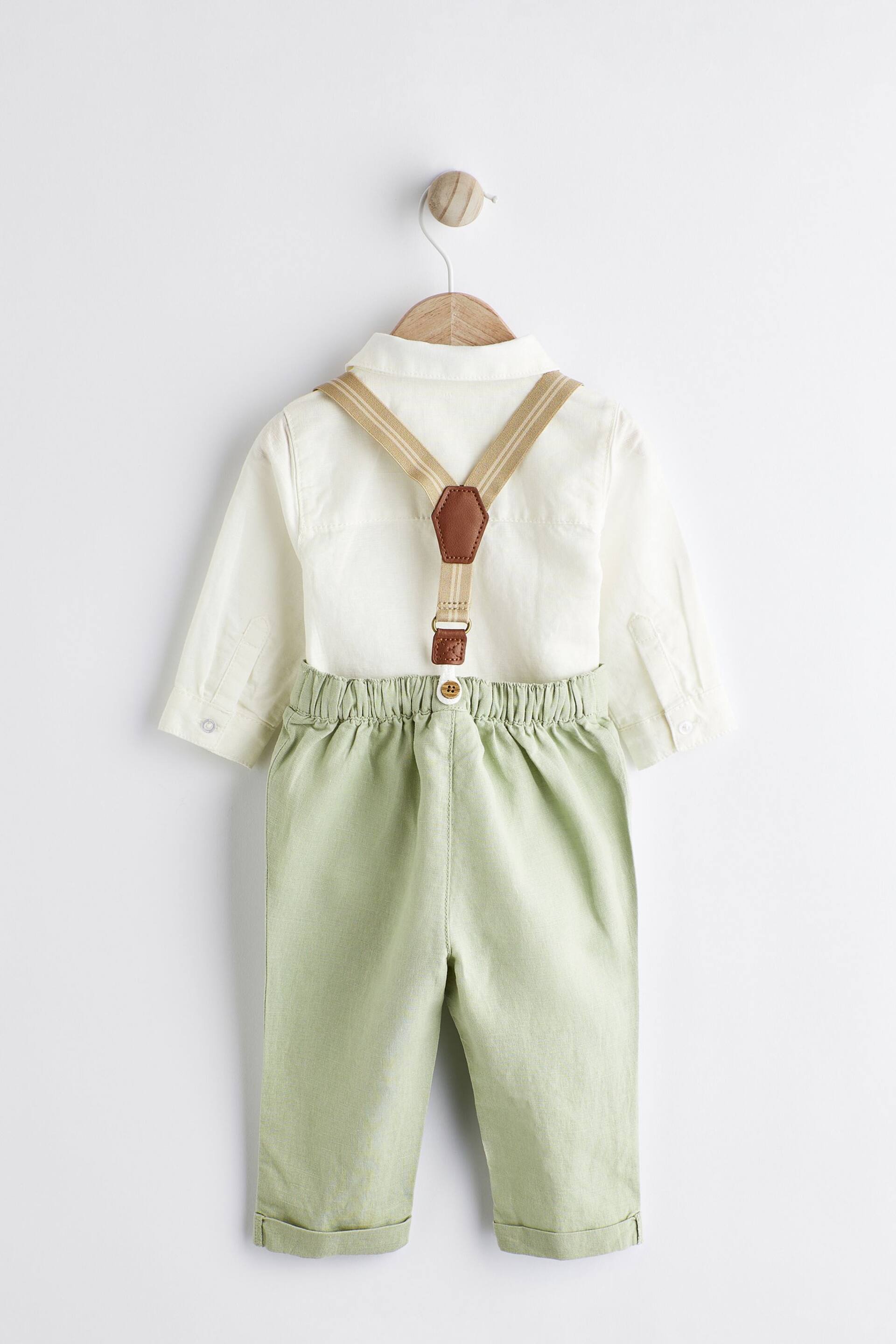Sage Green Baby Shirt, Trousers and Braces 3 Piece Set (0mths-2yrs) - Image 5 of 13