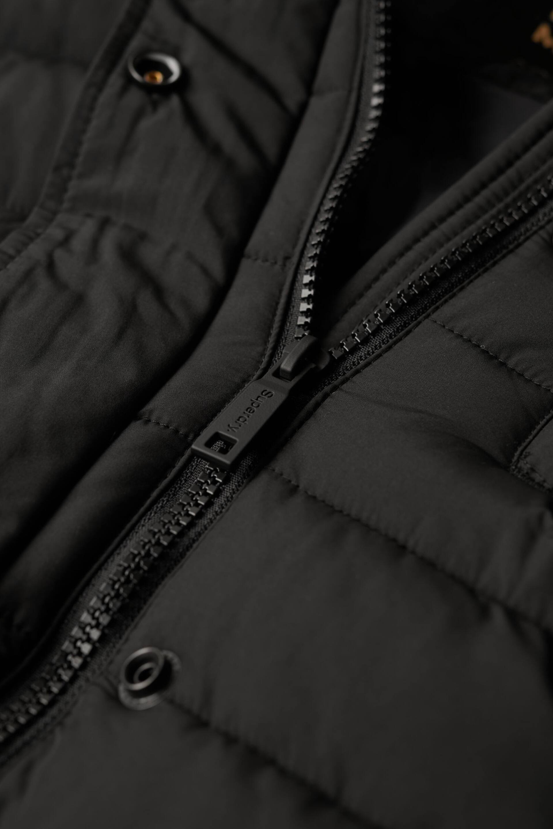 Superdry Black Fuji Hooded Longline Puffer Coat - Image 6 of 7