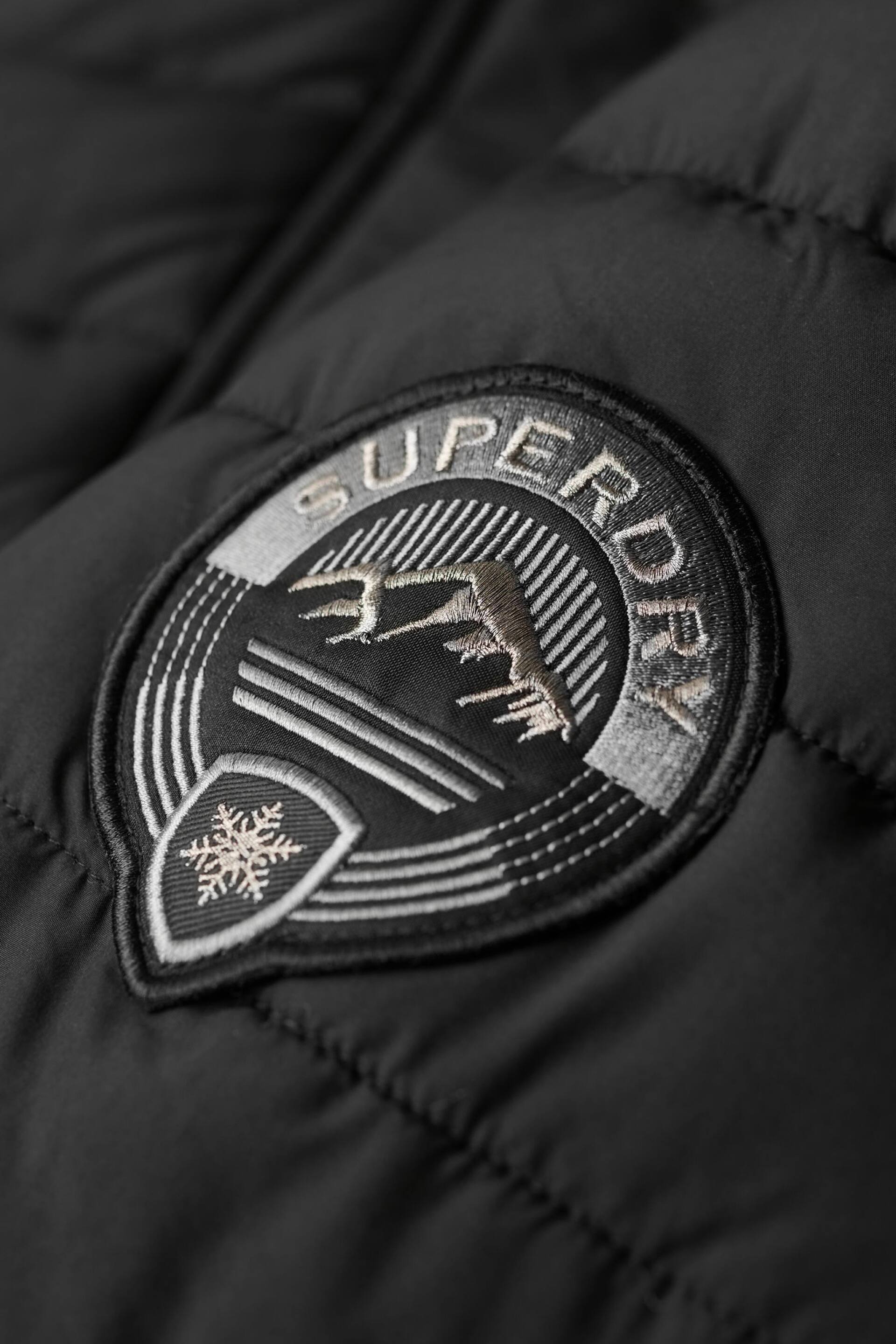 Superdry Black Fuji Hooded Longline Puffer Coat - Image 7 of 7