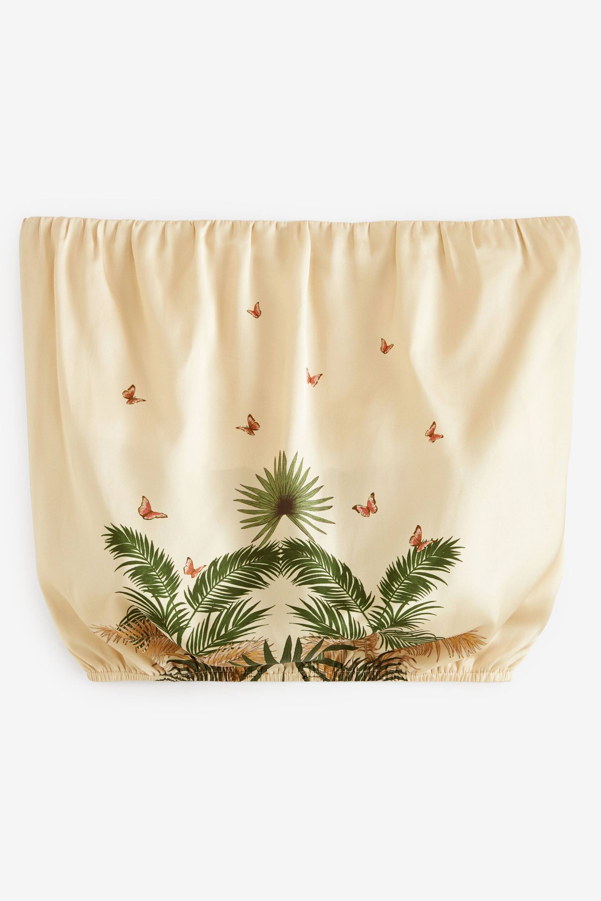 Beige Satin Bandeau Muted Tropical Print Top - Image 4 of 5