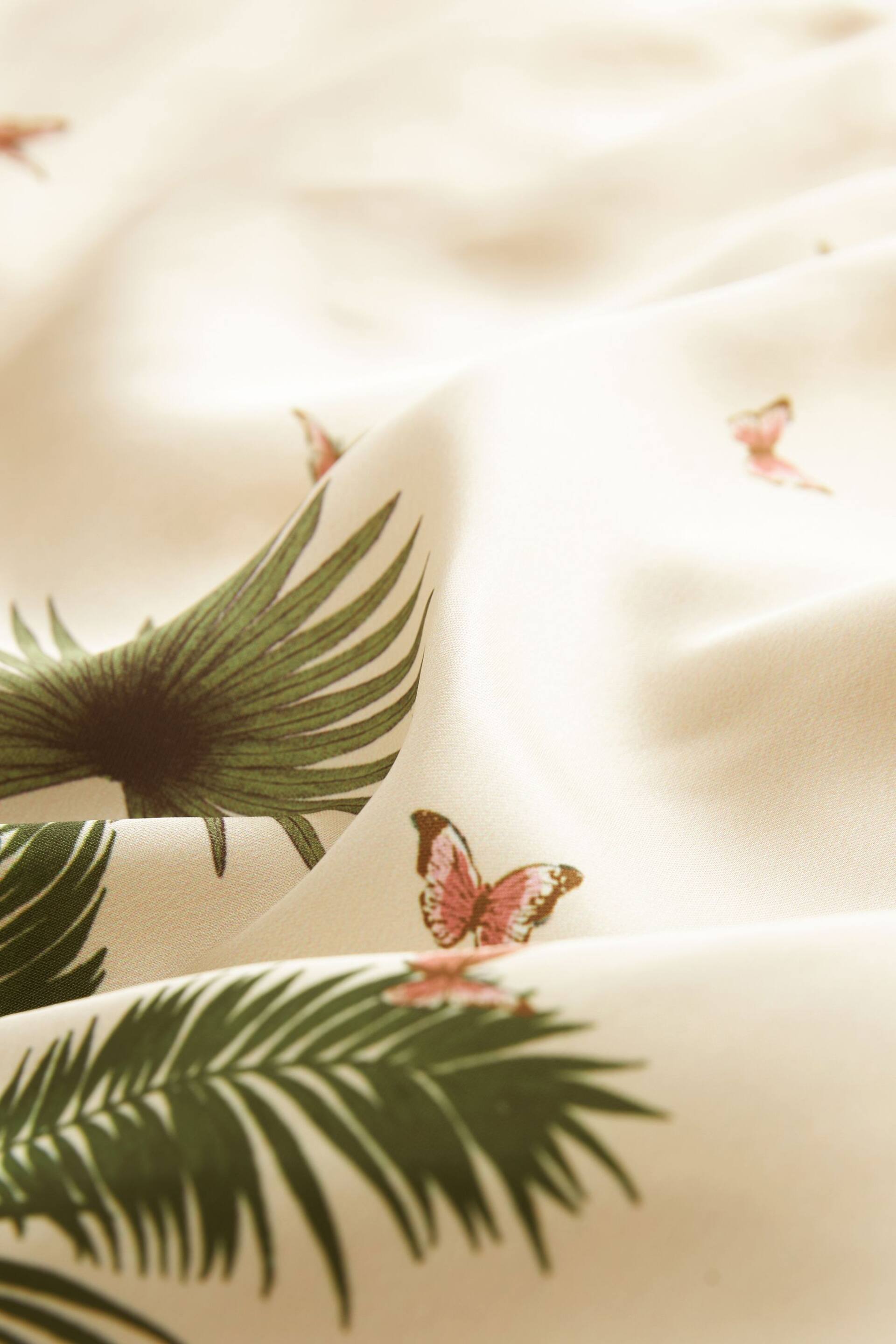 Beige Satin Bandeau Muted Tropical Print Top - Image 5 of 5