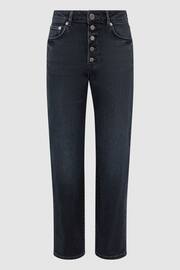 Reiss Black Maisie Cropped Mid Rise Straight Leg Jeans - Image 2 of 6