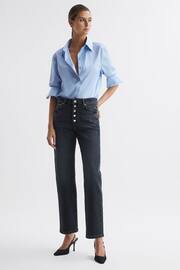 Reiss Black Maisie Cropped Mid Rise Straight Leg Jeans - Image 3 of 6