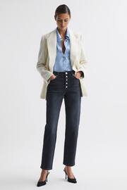 Reiss Black Maisie Cropped Mid Rise Straight Leg Jeans - Image 6 of 6