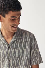 Grey Textured Short Sleeve Shirt With Cuban Collar - Image 4 of 7