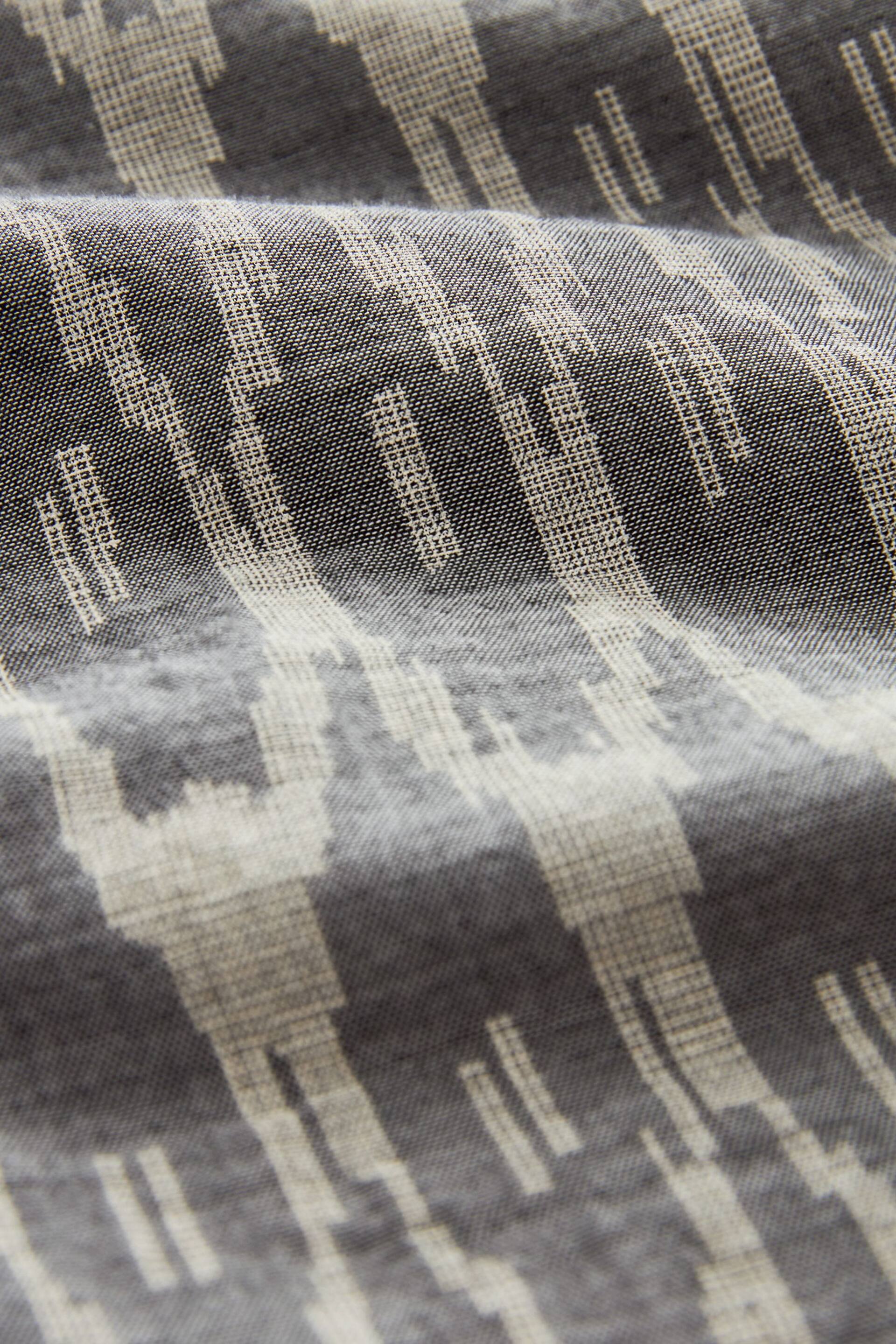 Grey Textured Short Sleeve Shirt With Cuban Collar - Image 7 of 7