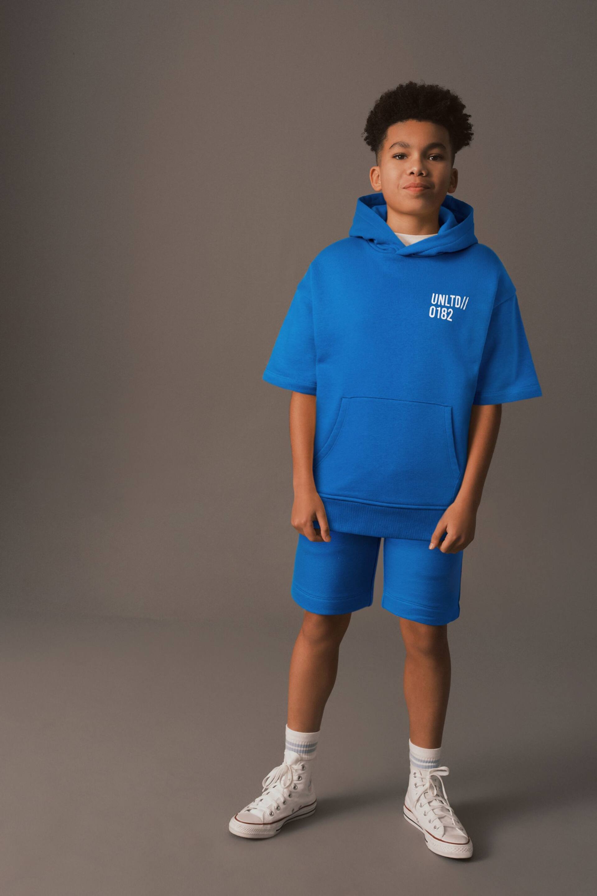 Cobalt Blue Short Sleeve Hoodie and Shorts Set (3-16yrs) - Image 1 of 6