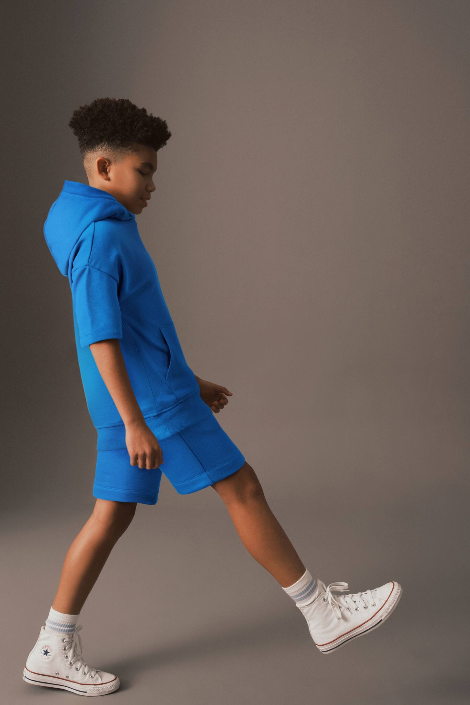 Cobalt Blue Short Sleeve Hoodie and Shorts Set (3-16yrs) - Image 3 of 6